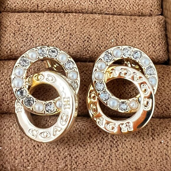 COACH Leather Jewelry Box & Earrings - Picture 2 of 4